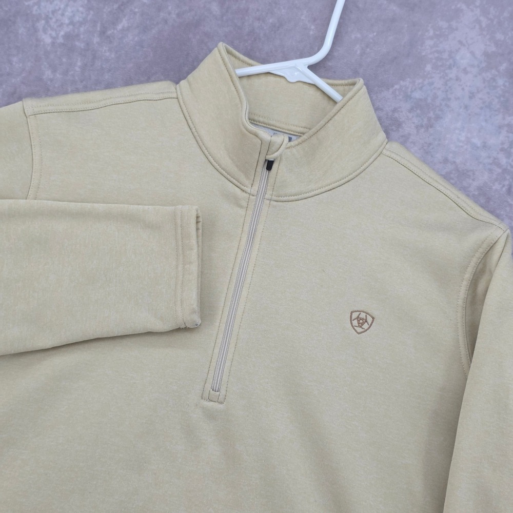Ariat Womens XL AriatTEK Quarter Zip Sweatshirt Tan Heather Fleece Pullover